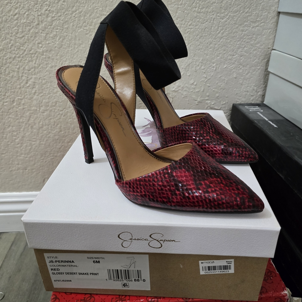 Jessica Simpson Red Snake Print Heels
